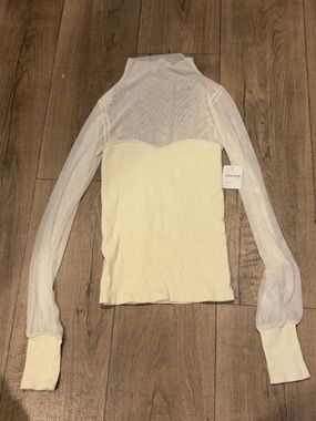 NWT: Intimately Free People: Women’s Sheer Mock Neck Long Sleeve Top Cream:XS/S